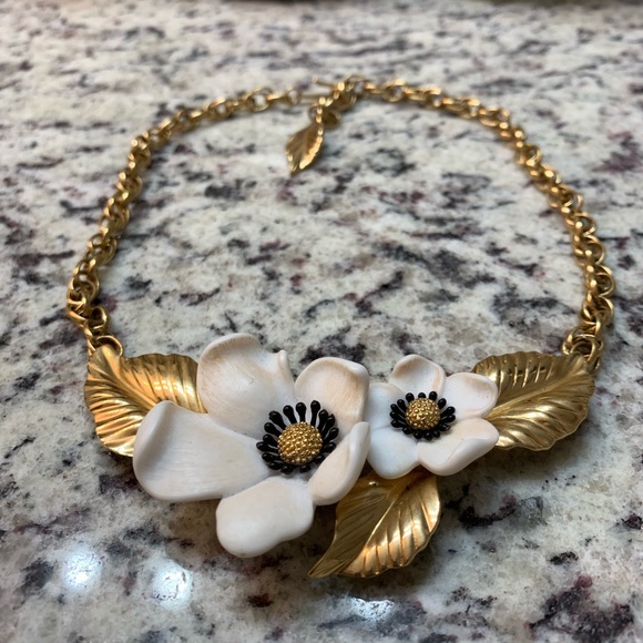 Louis Feraud Paris Jewelry - Vintage LOUIS FERAUD Paris Dogwood Gold Necklace